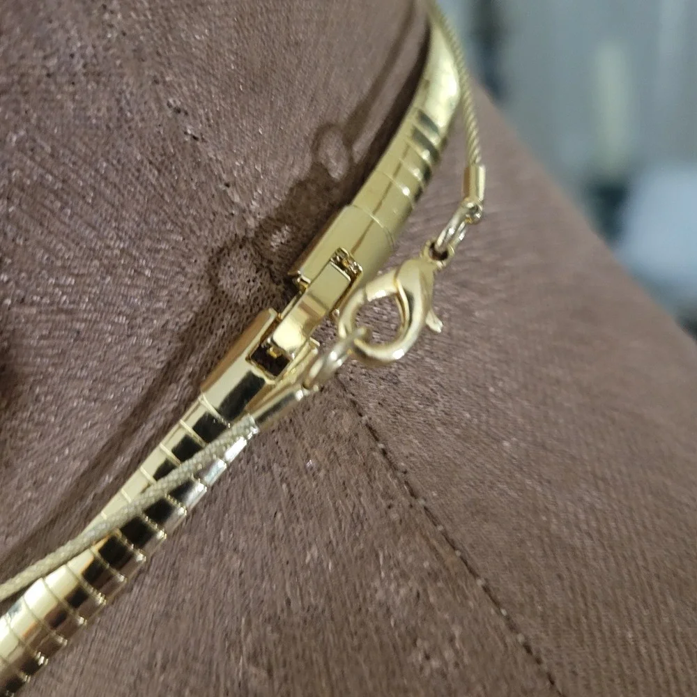 Vintage Gold Silver Two Strand Omega Bead Necklace 16